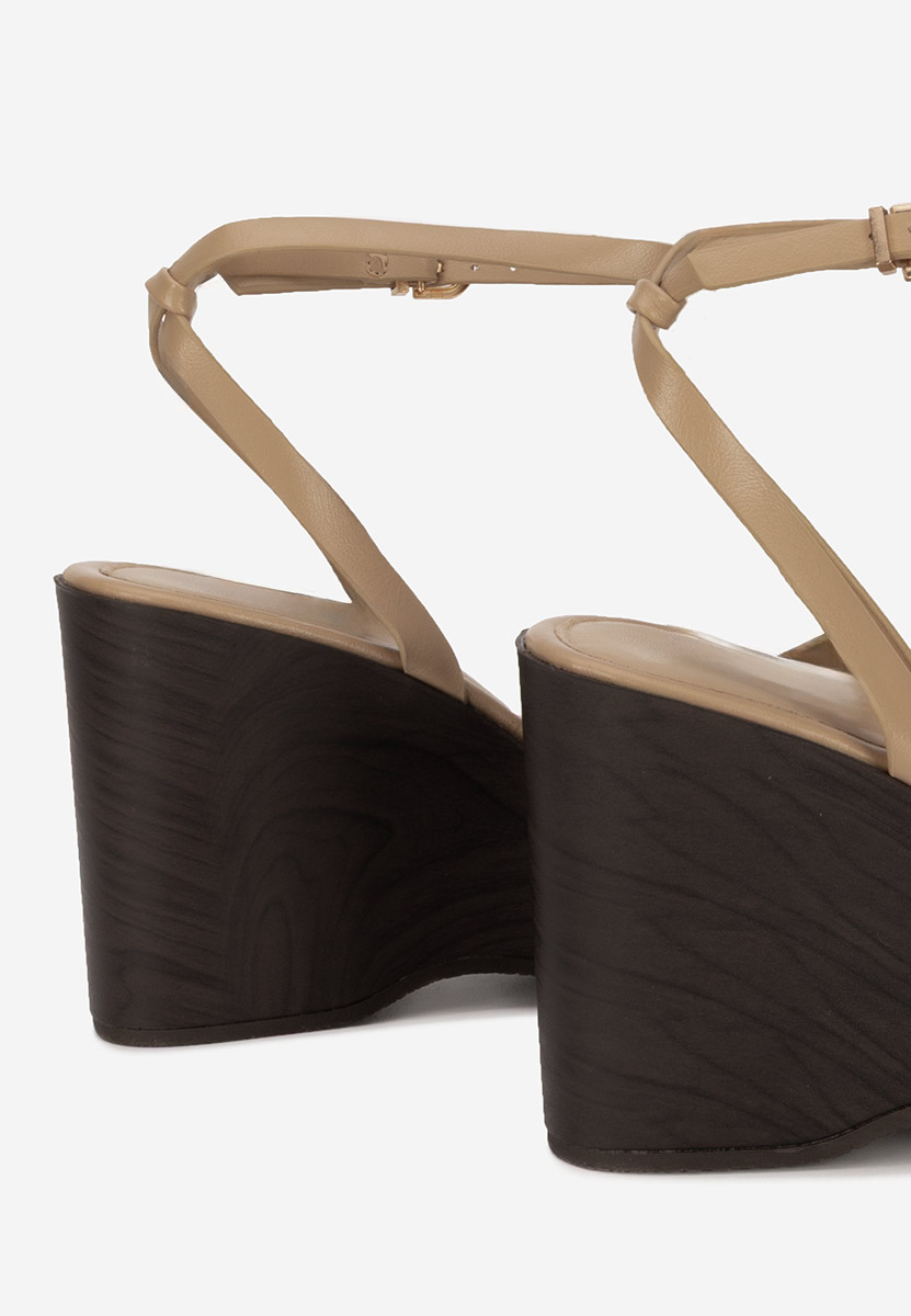 Khaki sandały na koturnie Mirya