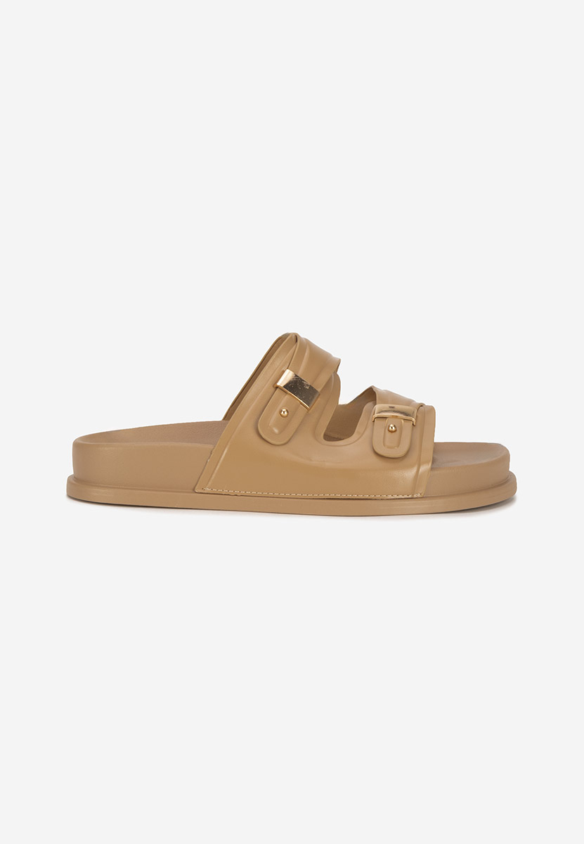 Khaki klapki na platformie Carmenta