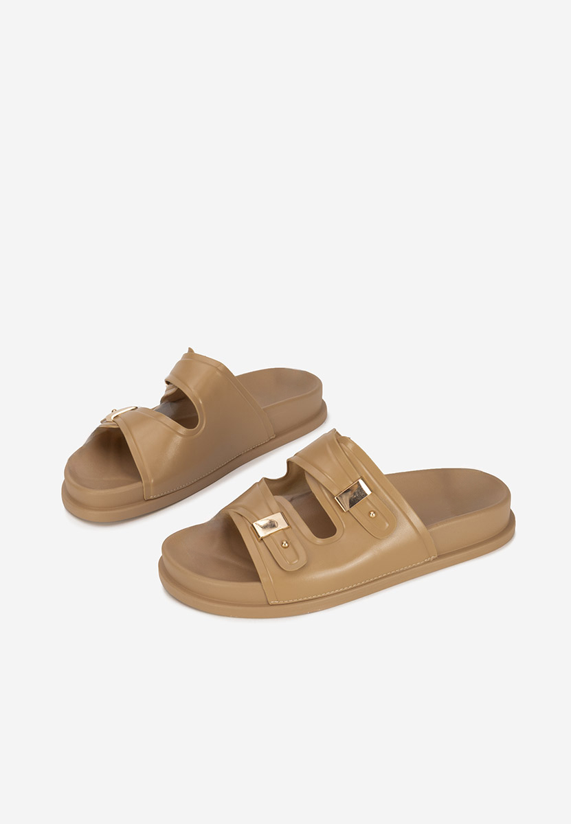 Khaki klapki na platformie Carmenta