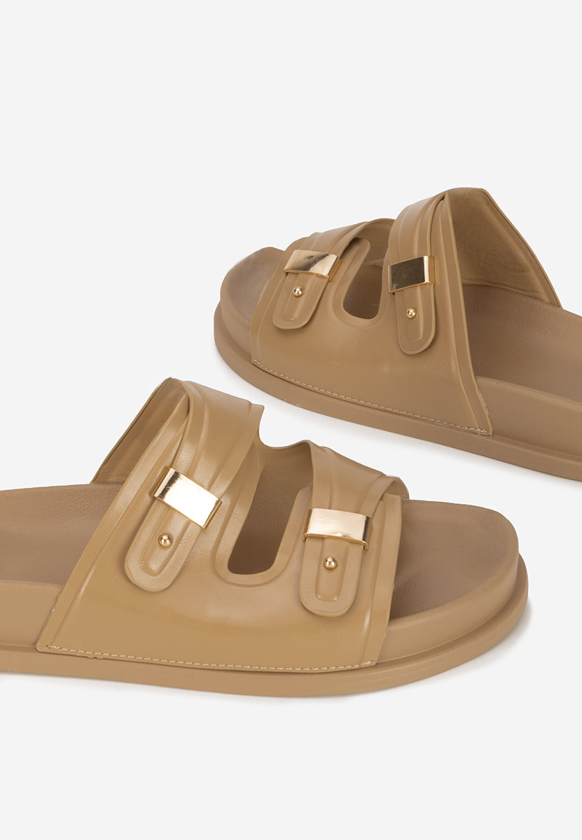 Khaki klapki na platformie Carmenta