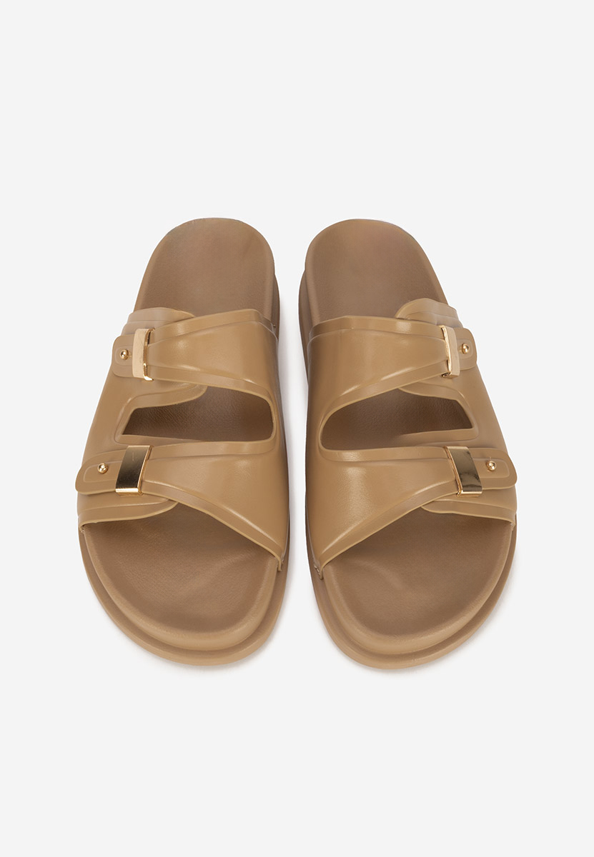 Khaki klapki na platformie Carmenta