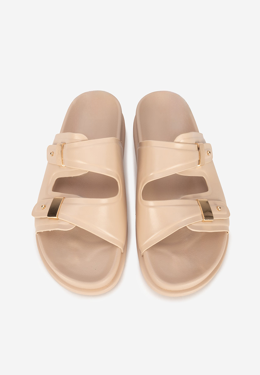 Beżowe klapki na platformie Carmenta