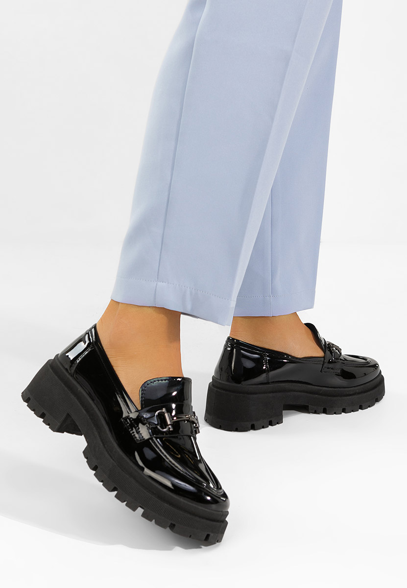 Czarne mokasyny damskie Elvilia