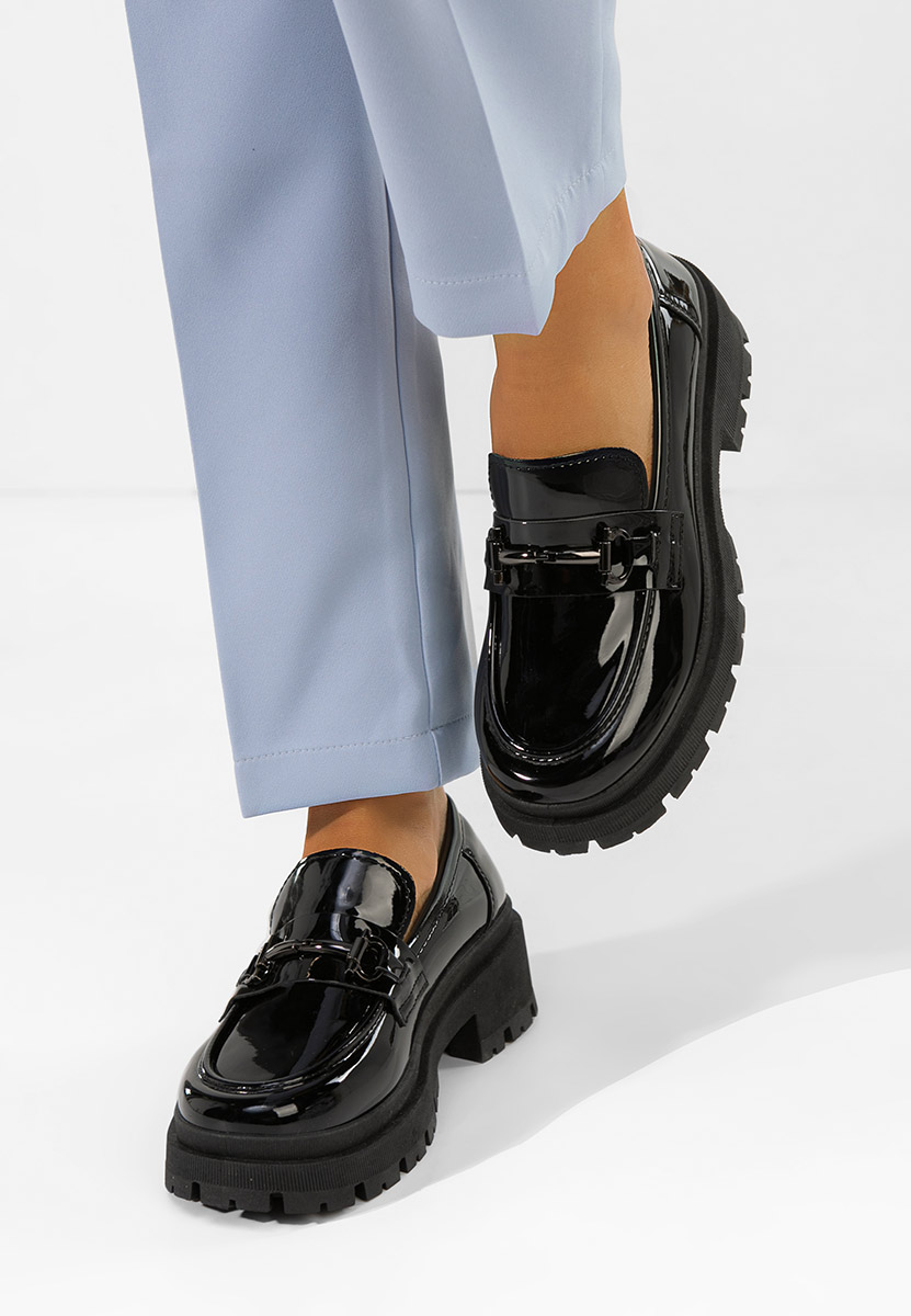 Czarne mokasyny damskie Elvilia