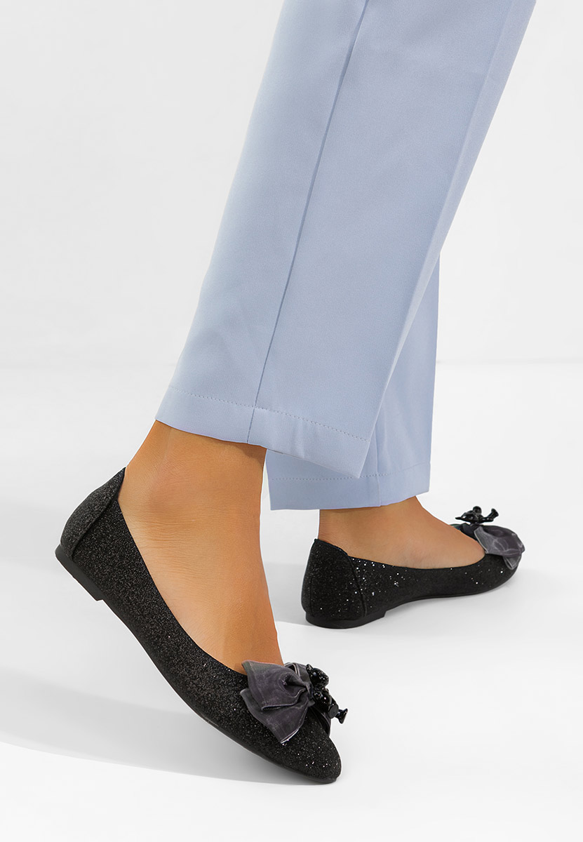 Czarne eleganckie baleriny Adelyma
