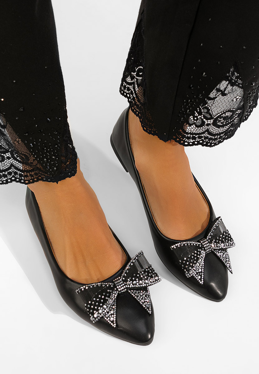 Czarne baleriny damskie Marva