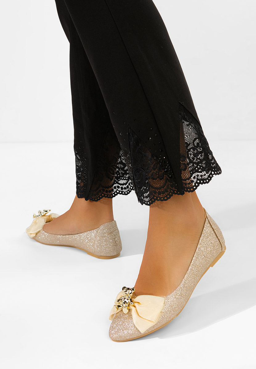 Złote eleganckie baleriny Adelyma