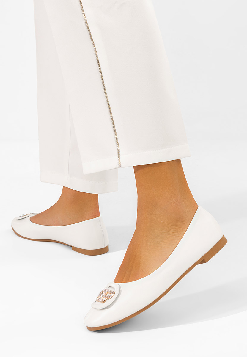 Białe baleriny damskie Bedya