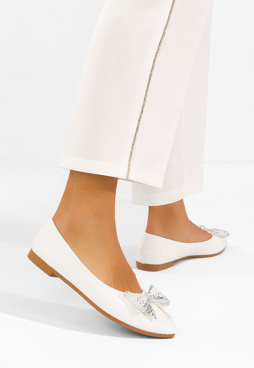 Białe baleriny damskie Marva