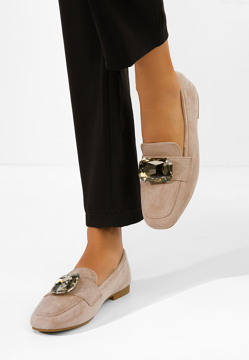 Khaki mokasyny zamszowe damskie Olimia