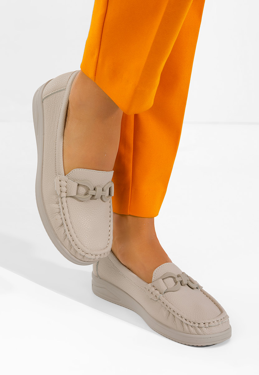 Khaki mokasyny damskie Cristiena