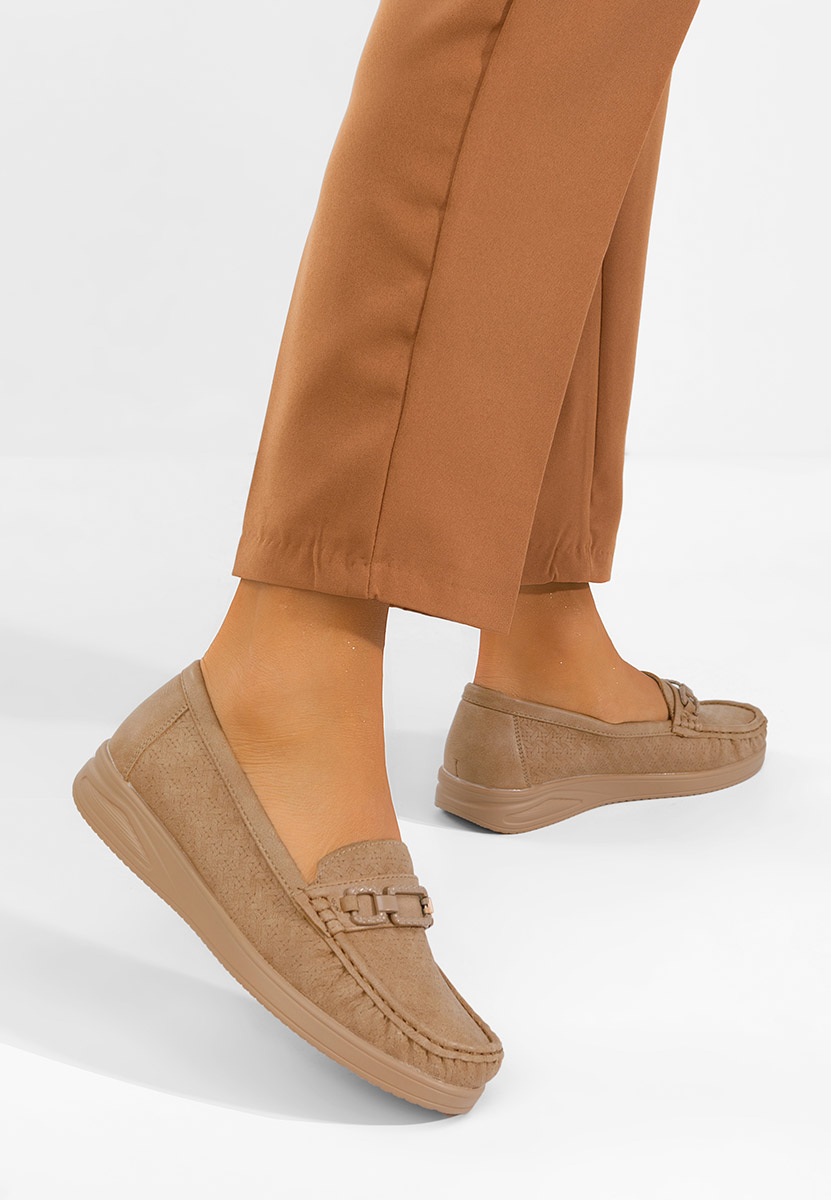 Khaki mokasyny damskie Ansleya