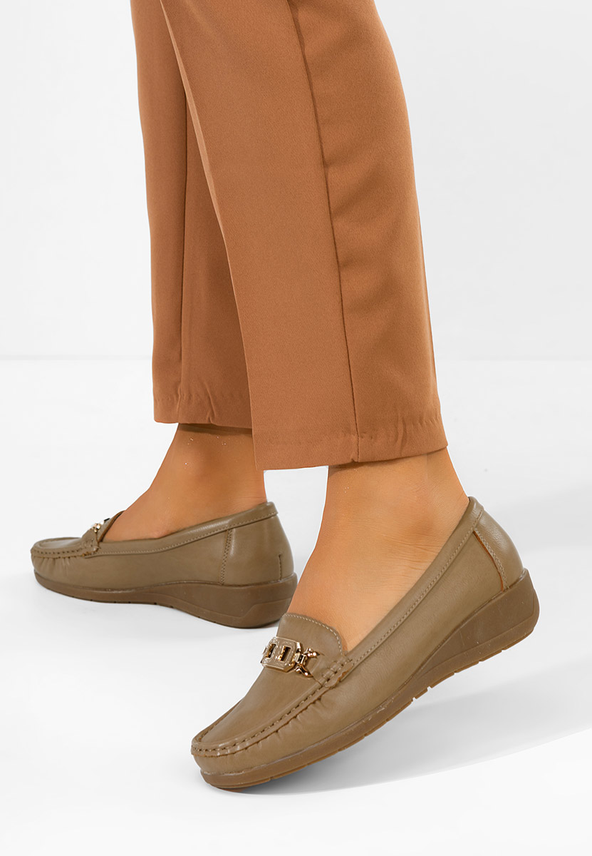 Khaki mokasyny damskie Varalia