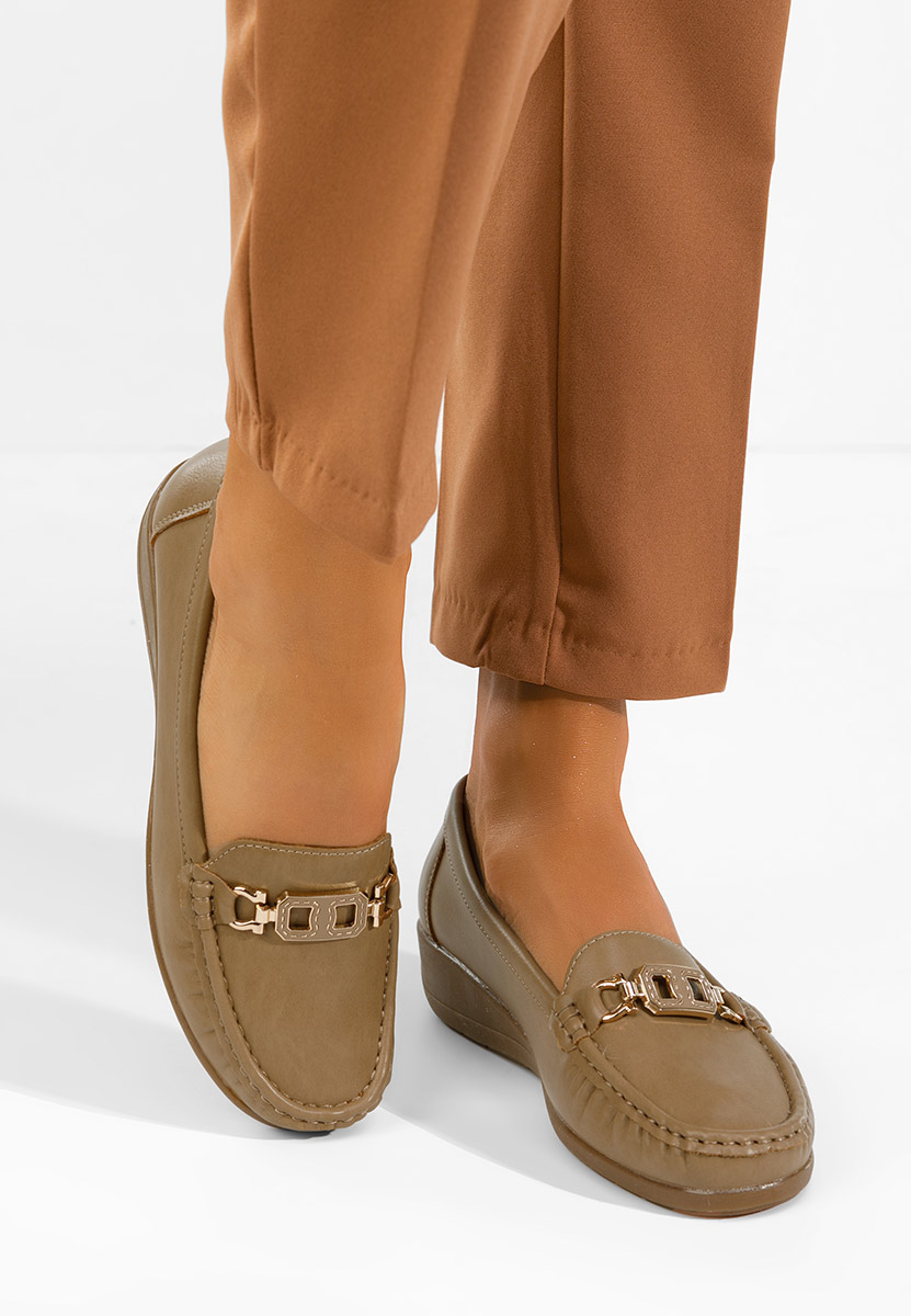 Khaki mokasyny damskie Varalia