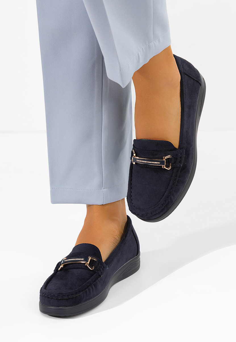 Granatowe mokasyny zamszowe damskie Esmiara