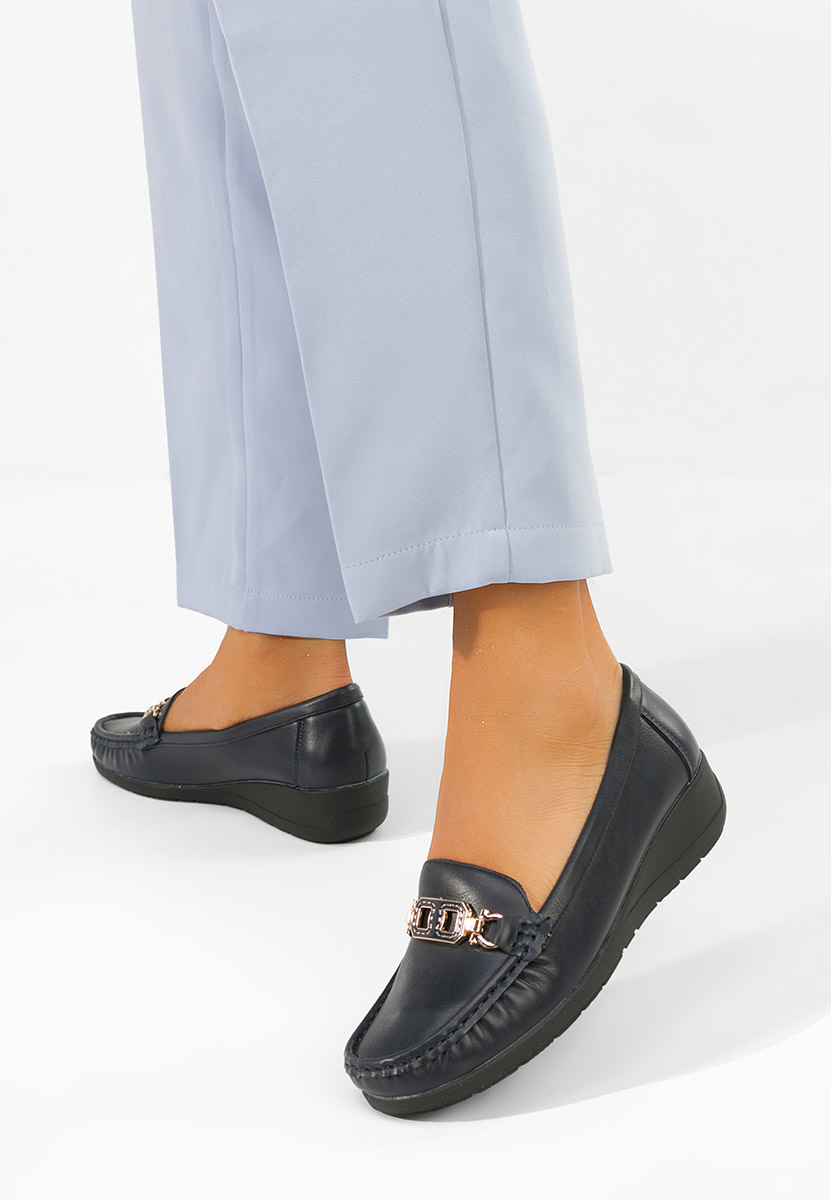 Granatowe mokasyny damskie Varalia