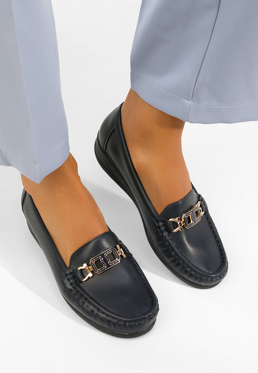 Granatowe mokasyny damskie Varalia