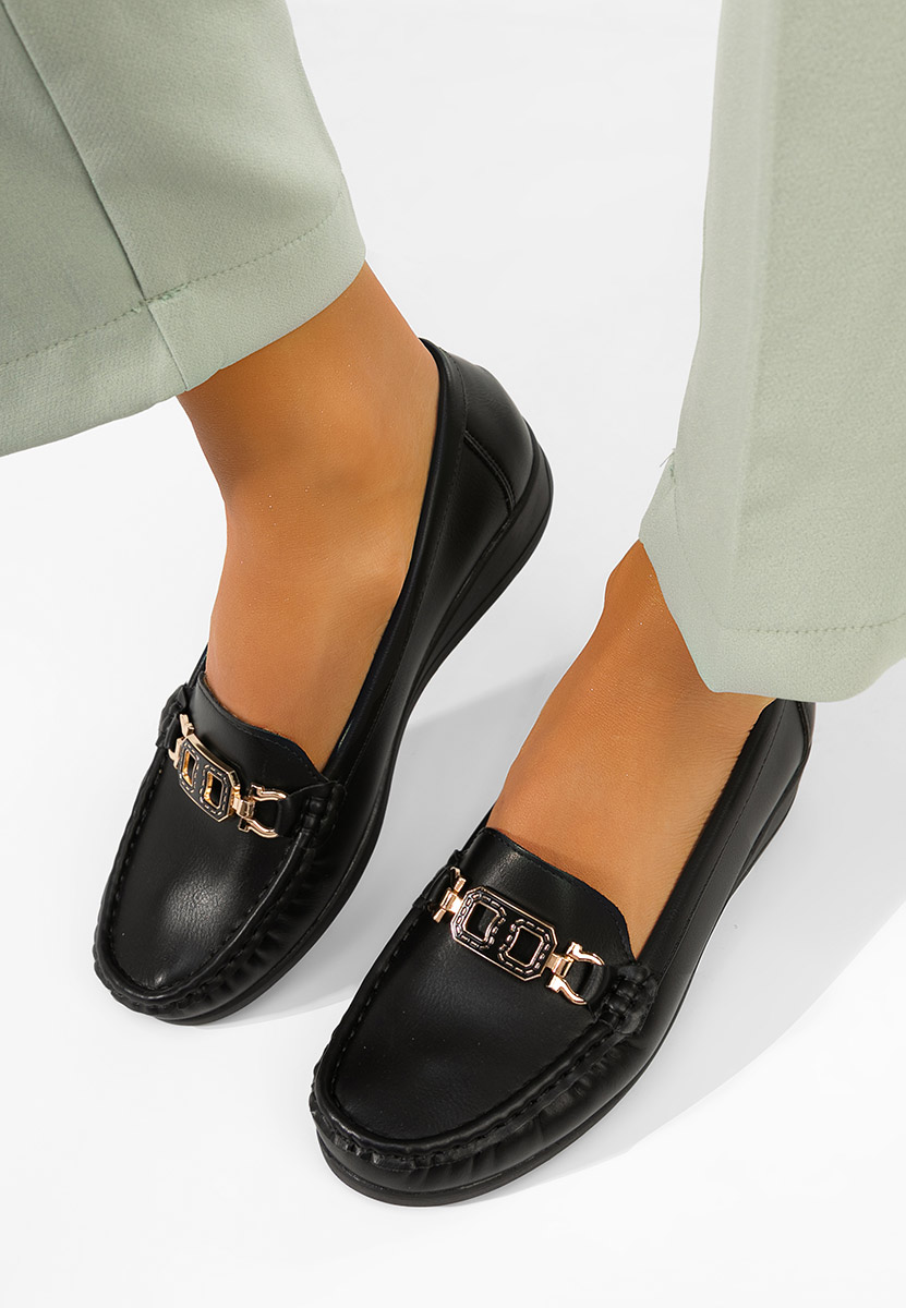 Czarne mokasyny damskie Varalia