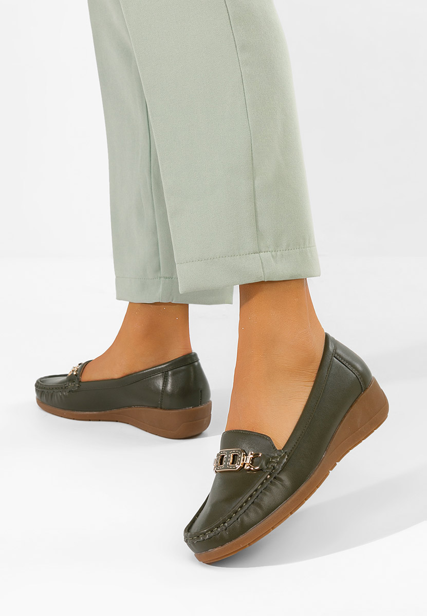 Zielone mokasyny damskie Varalia