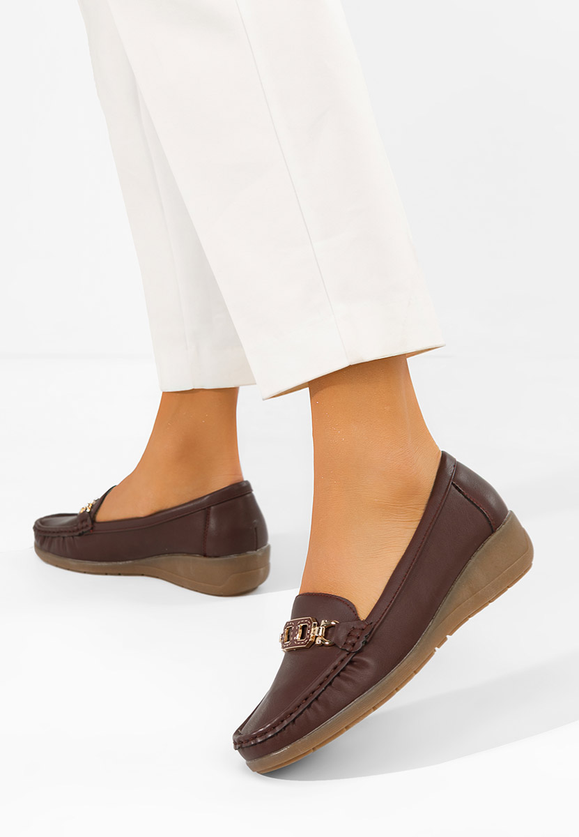 Bordowe mokasyny damskie Varalia