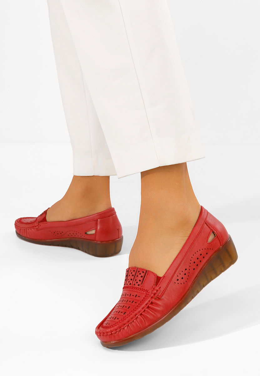 Czerwone mokasyny damskie Genovia