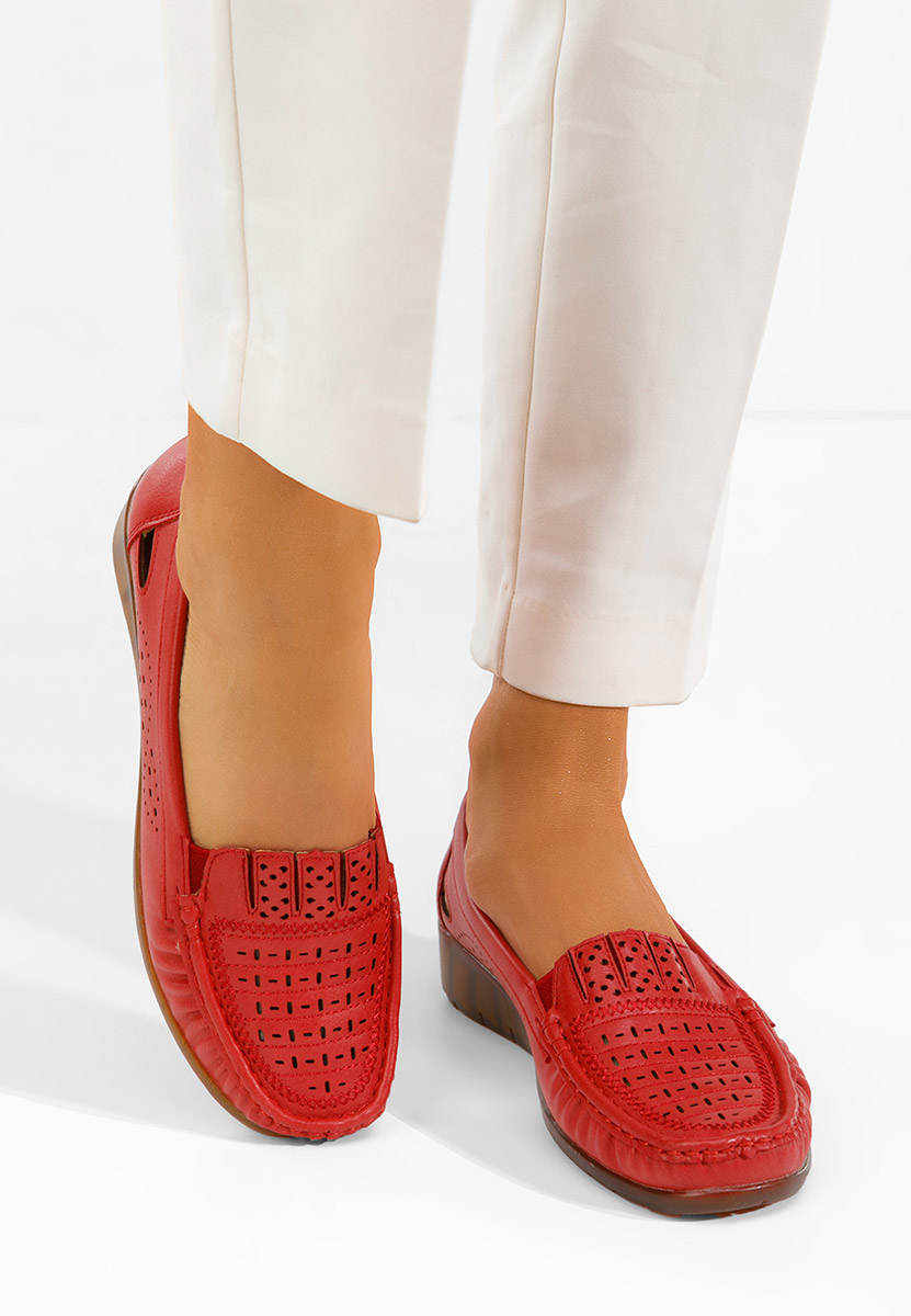 Czerwone mokasyny damskie Genovia