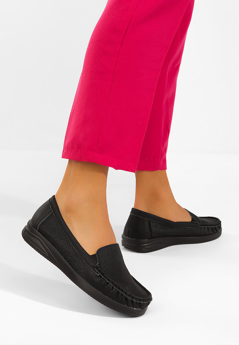 Czarne mokasyny damskie Valelia