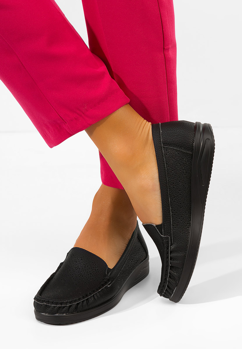 Czarne mokasyny damskie Valelia