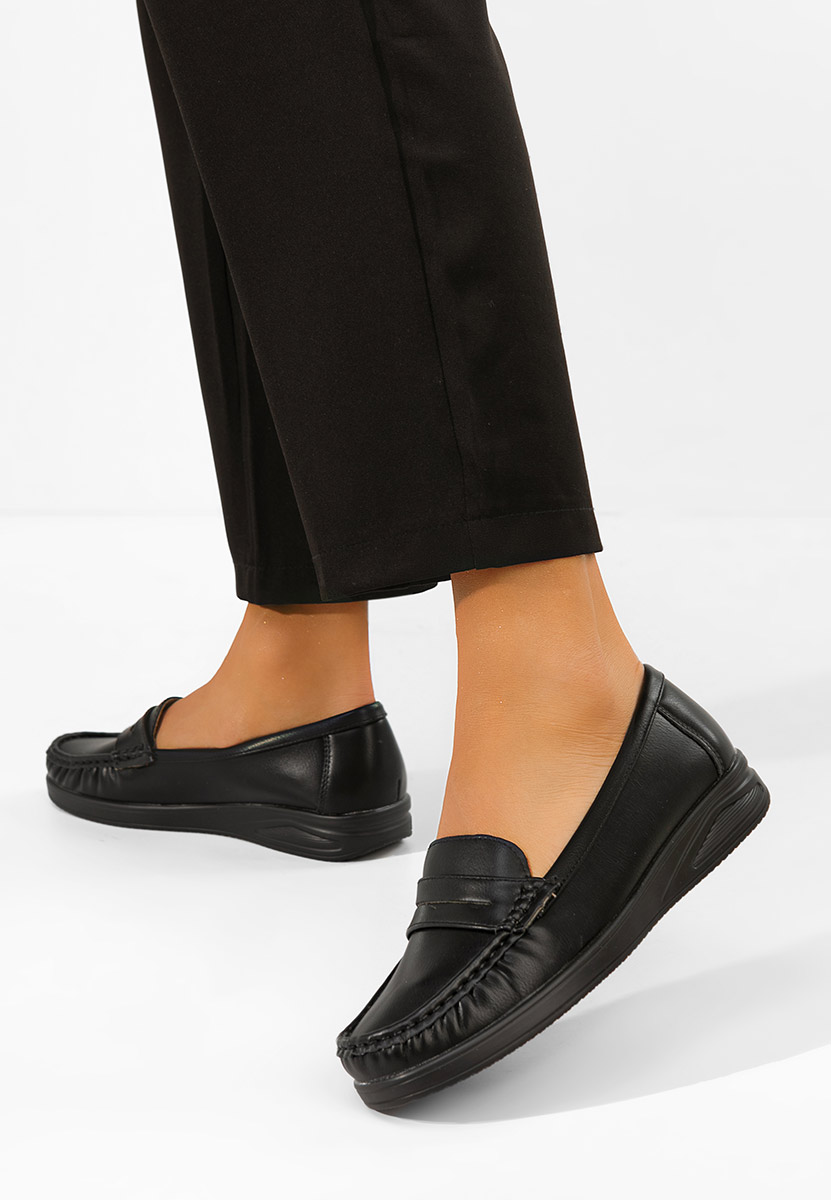 Czarne mokasyny damskie Elesya