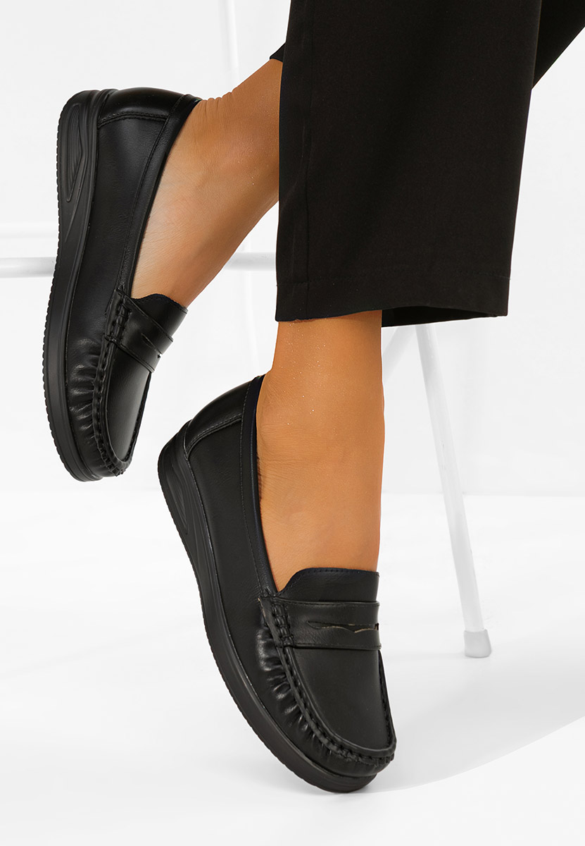 Czarne mokasyny damskie Elesya