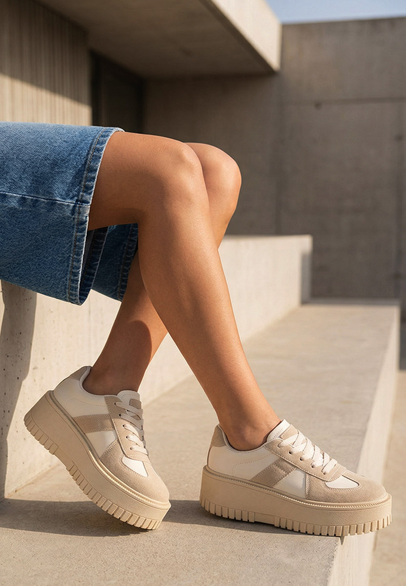 Khaki sneakersy na platformie Michele