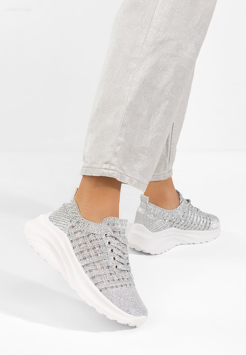 Srebrne sneakersy damskie Valeia