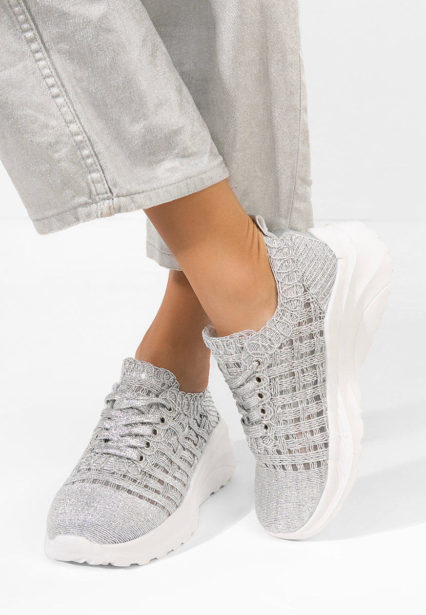 Srebrne sneakersy damskie Valeia