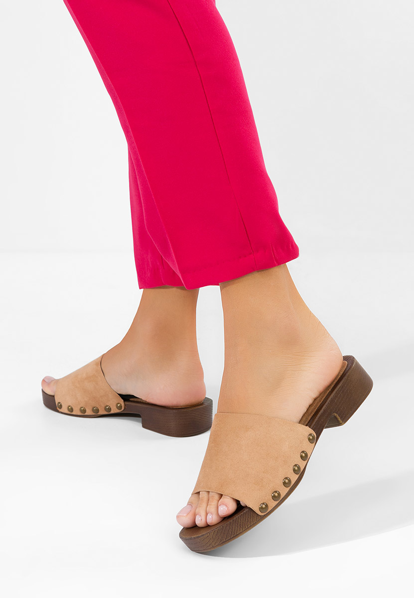 Beżowe klapki damskie Syndi