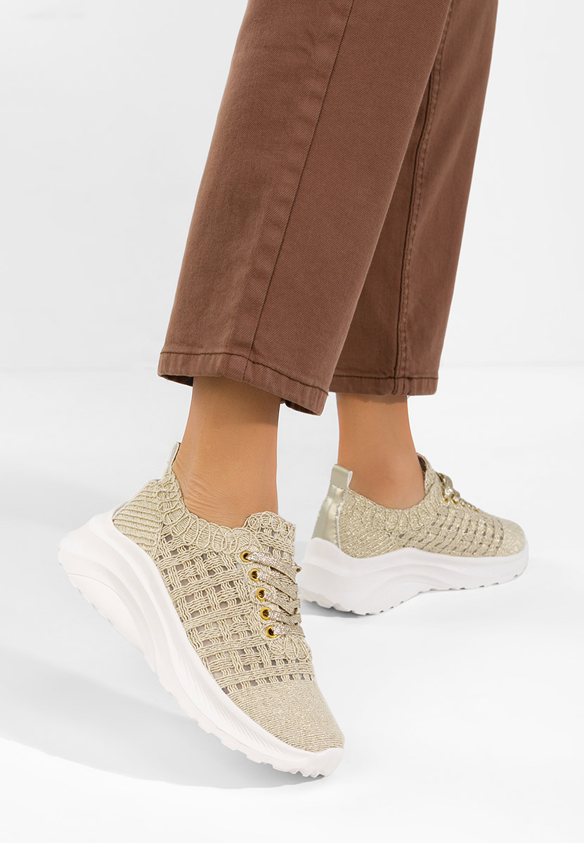 Złote sneakersy damskie Valeia