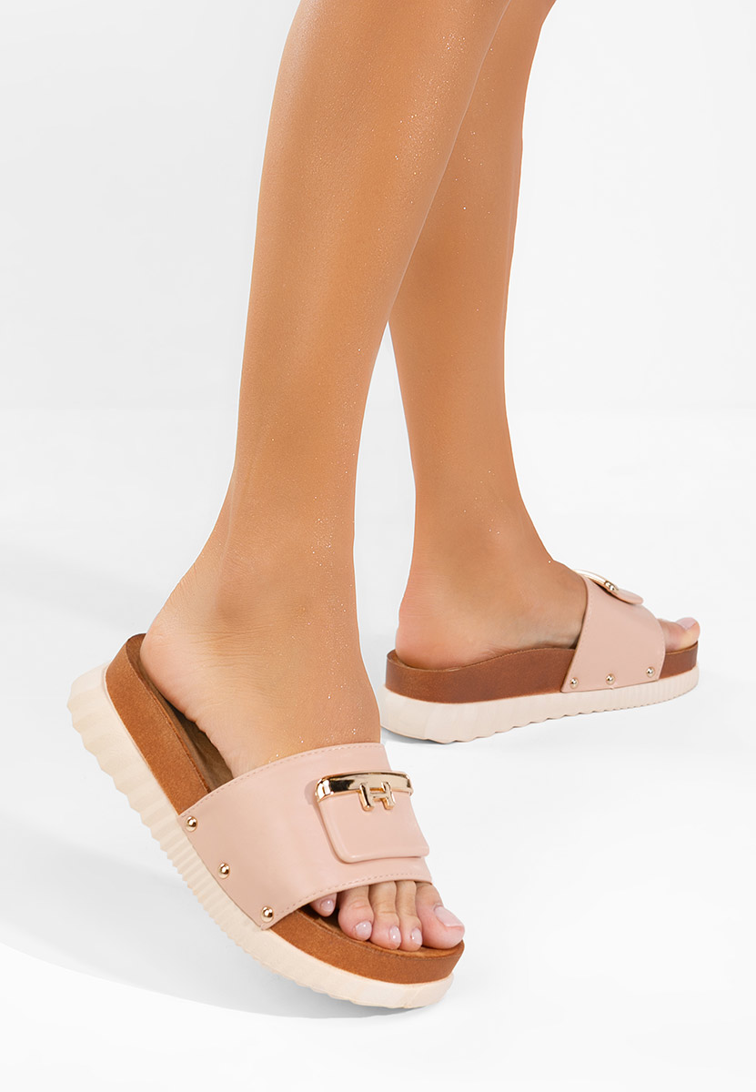 Różowe klapki na platformie Kammy