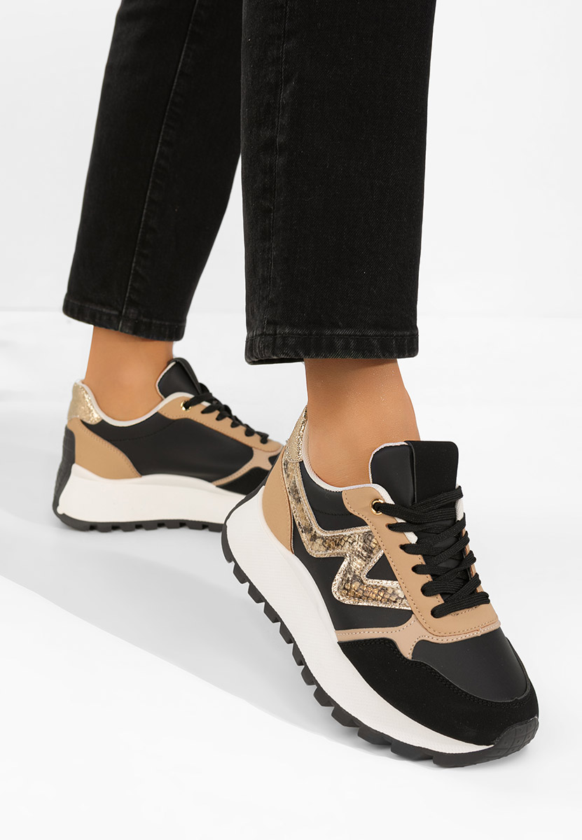 Czarne sneakersy na platformie Catrinela