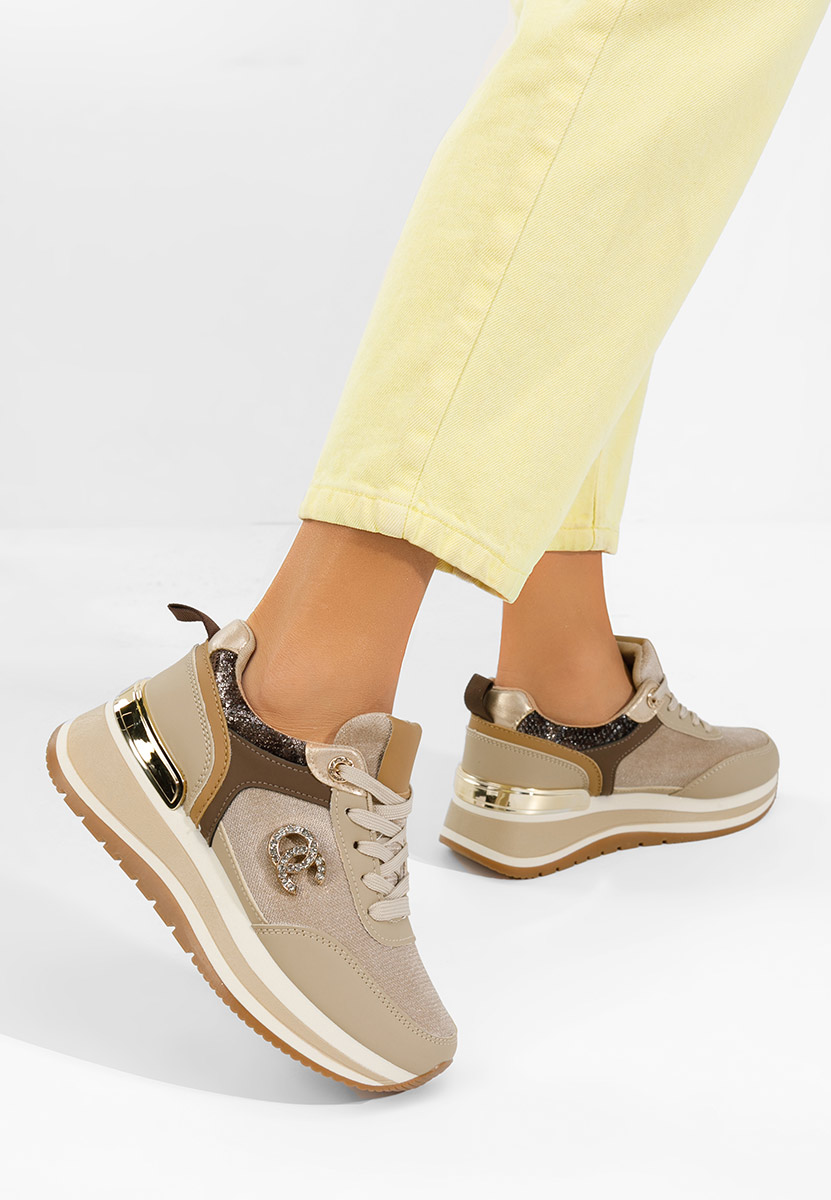 Khaki sneakersy na platformie Liliza