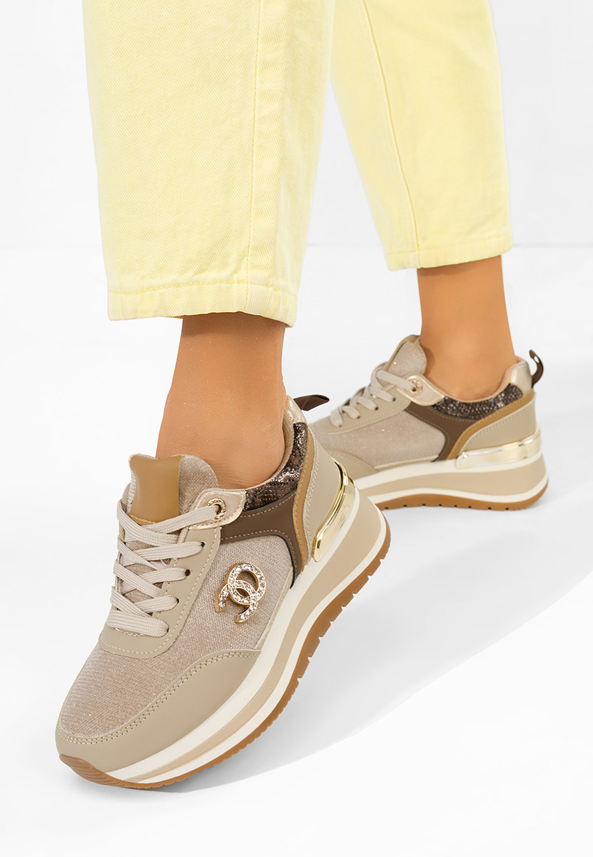 Khaki sneakersy na platformie Liliza