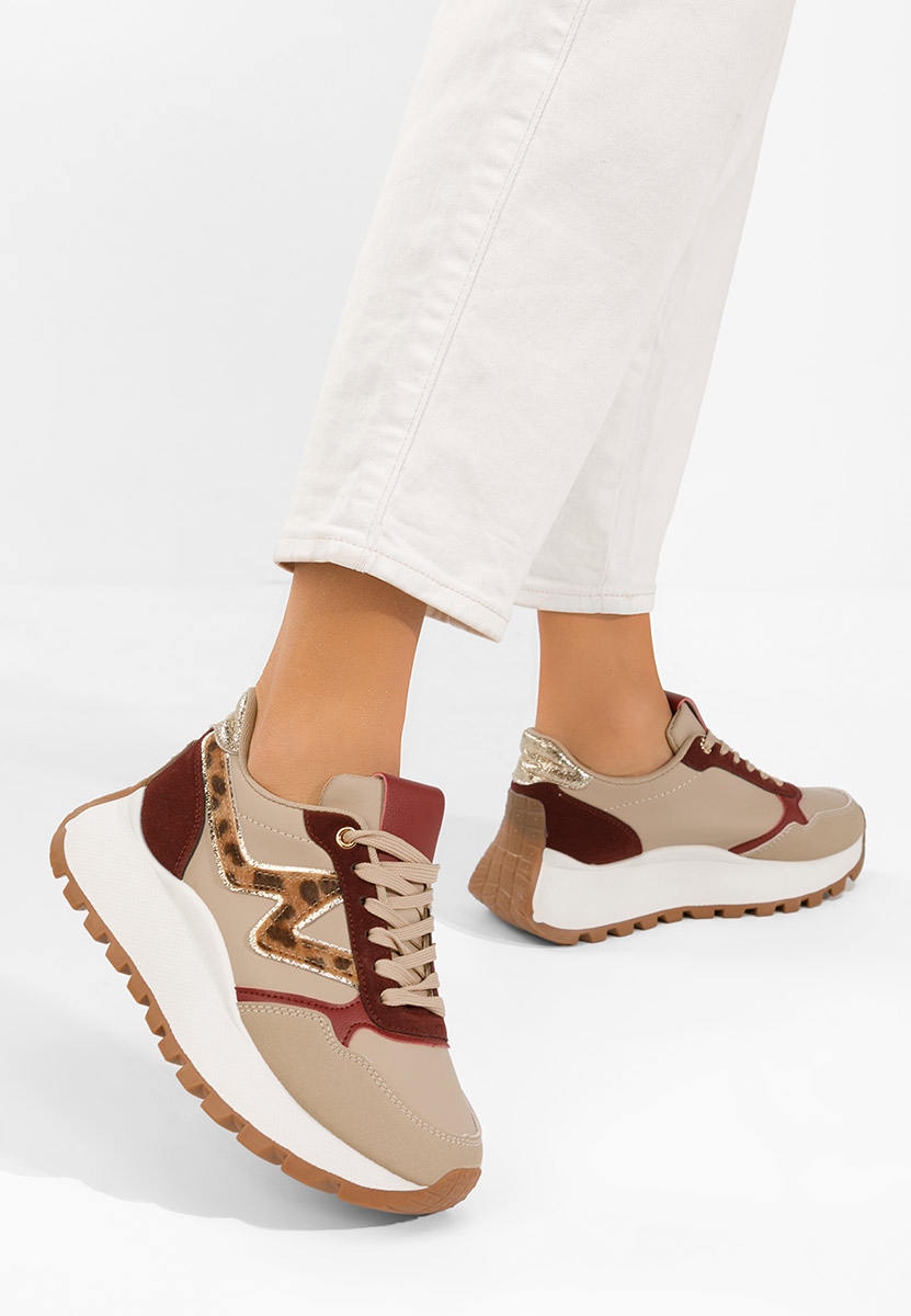 Bordowe sneakersy na platformie Catrinela