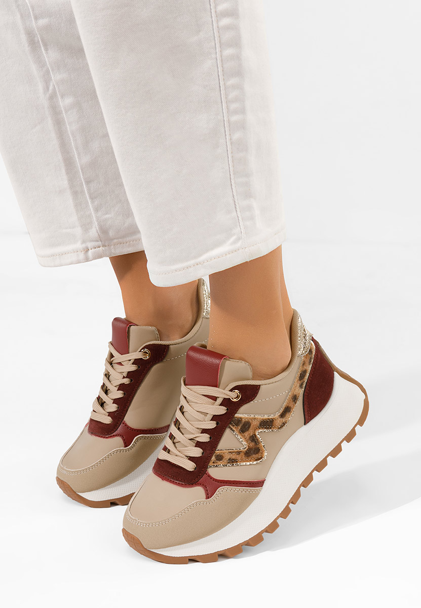 Bordowe sneakersy na platformie Catrinela