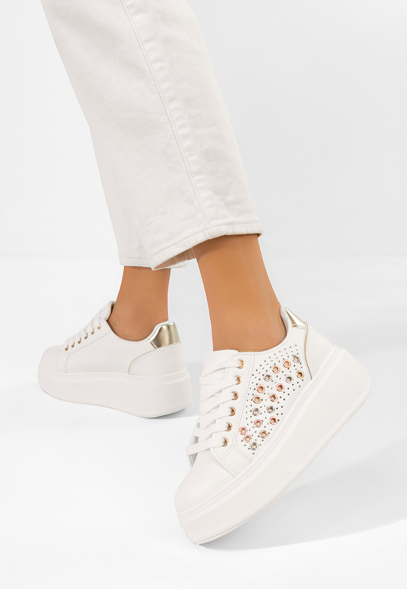 Złote sneakersy na platformie Charolette