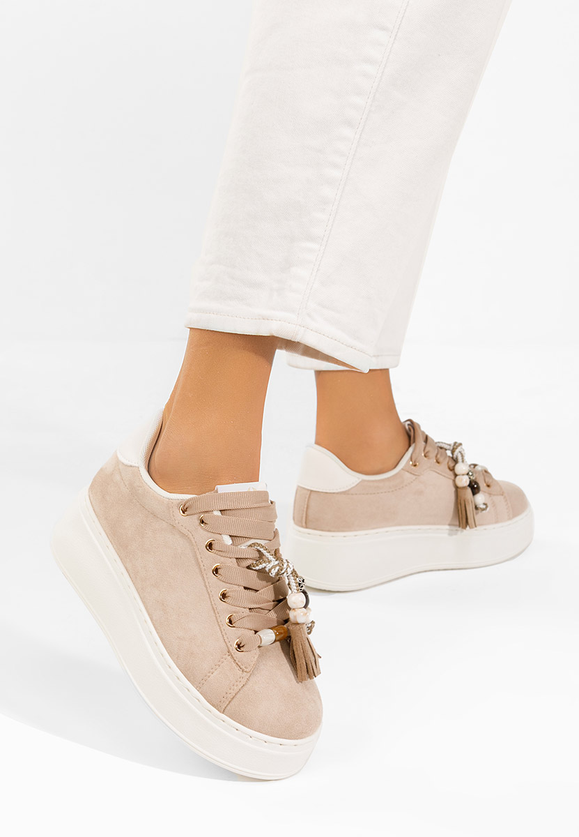 Khaki sneakersy na platformie Zoira