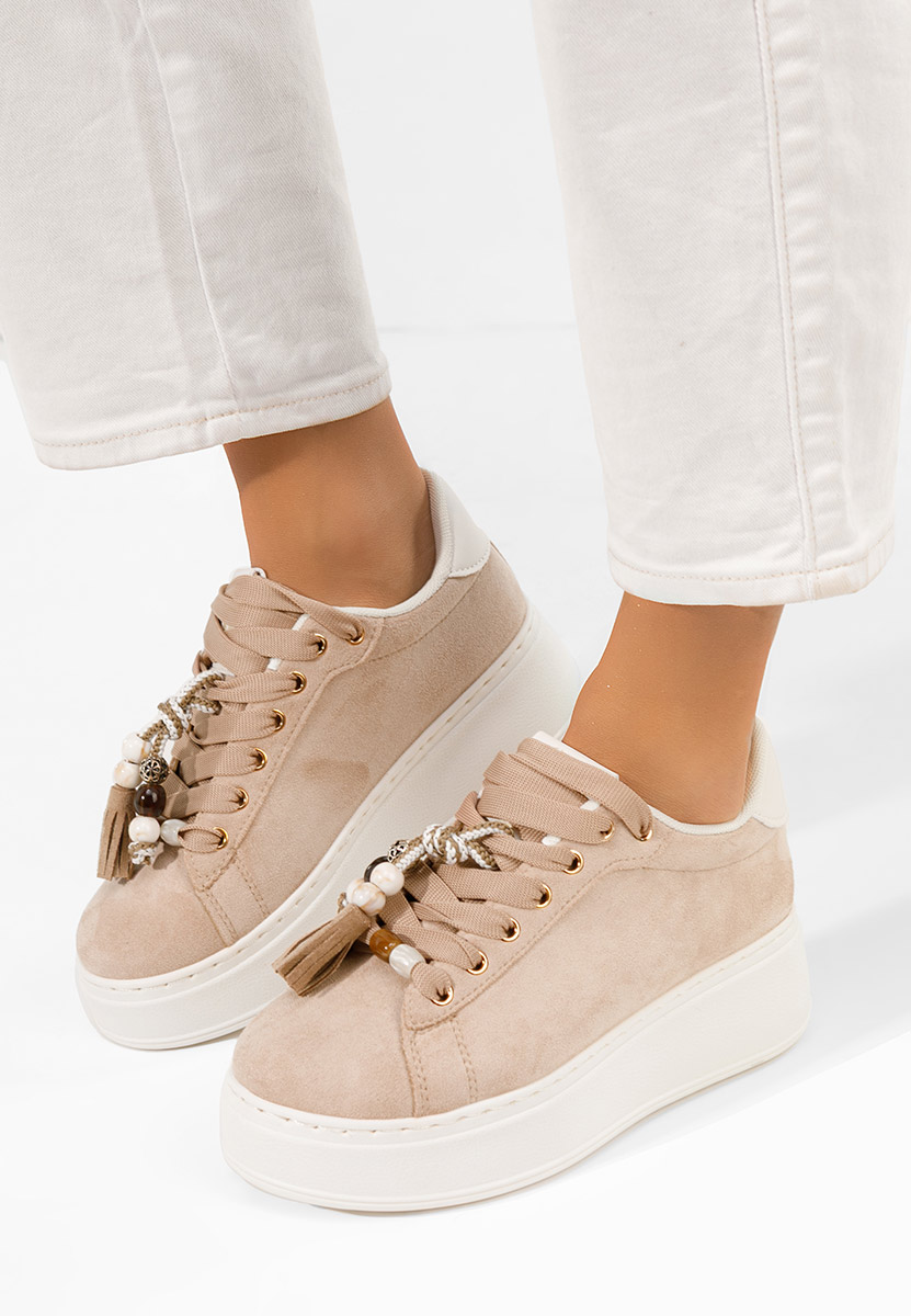 Khaki sneakersy na platformie Zoira
