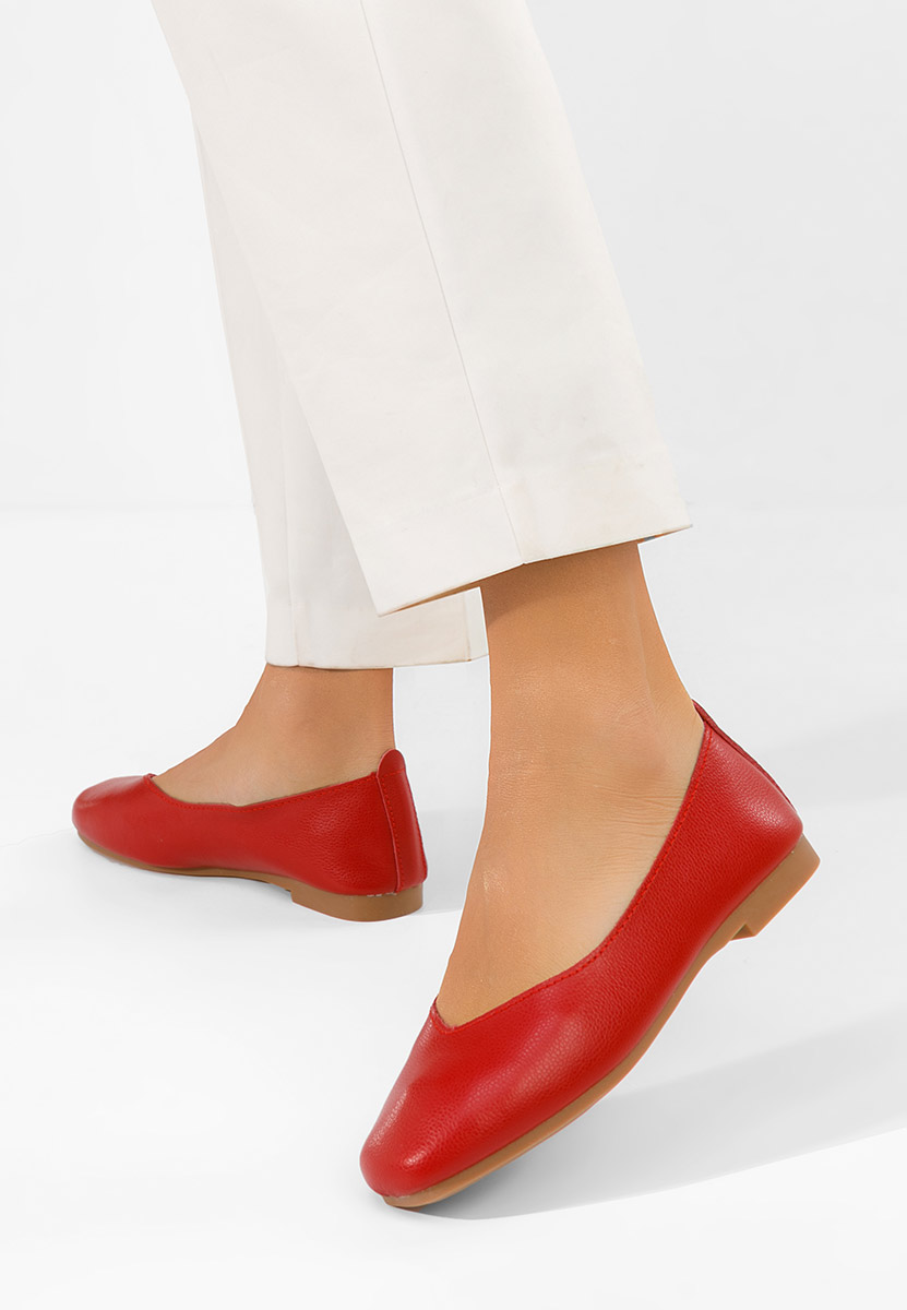 Czerwone balerinki skórzane Gabiela