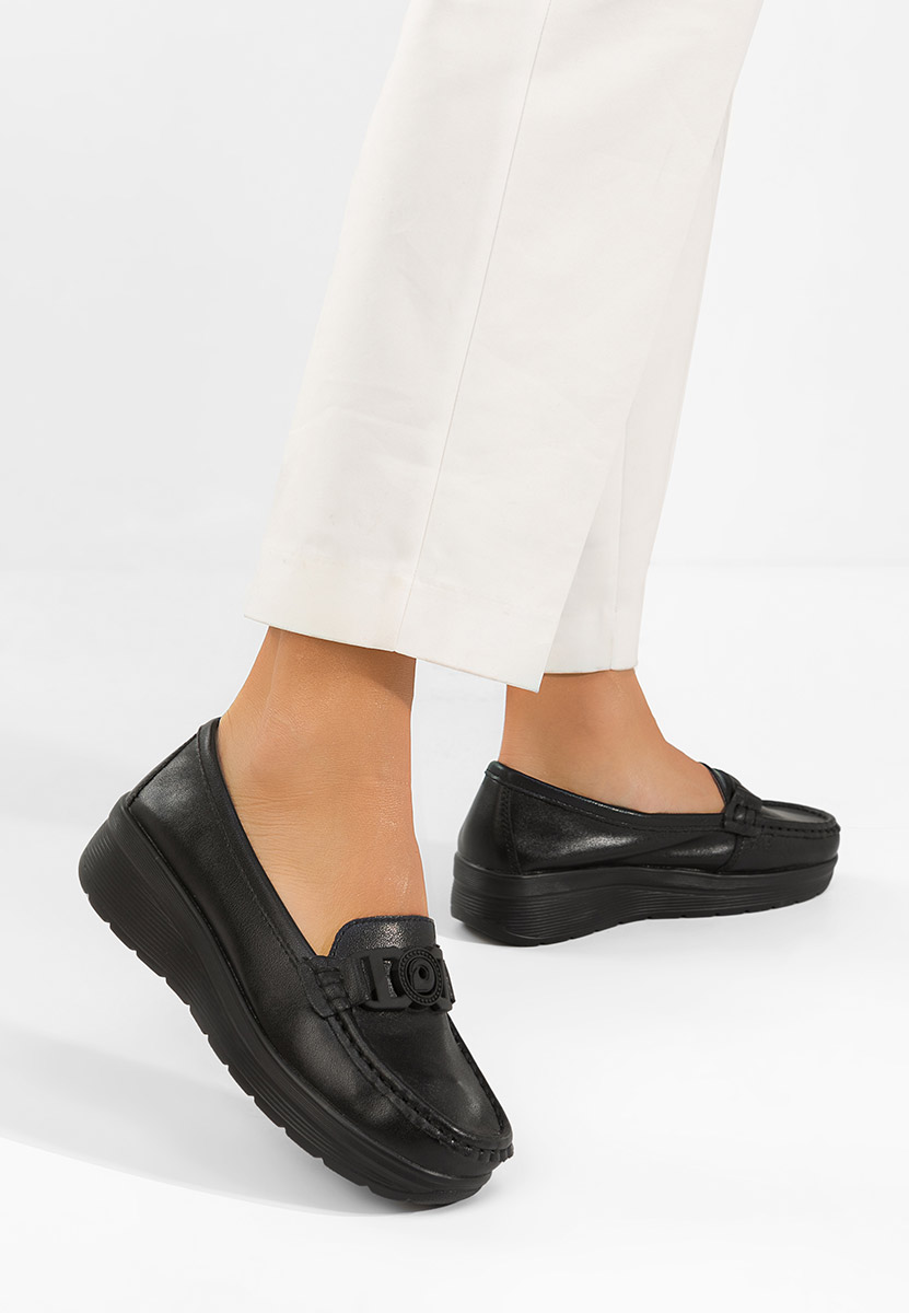 Czarne skórzane mokasyny Gabielia