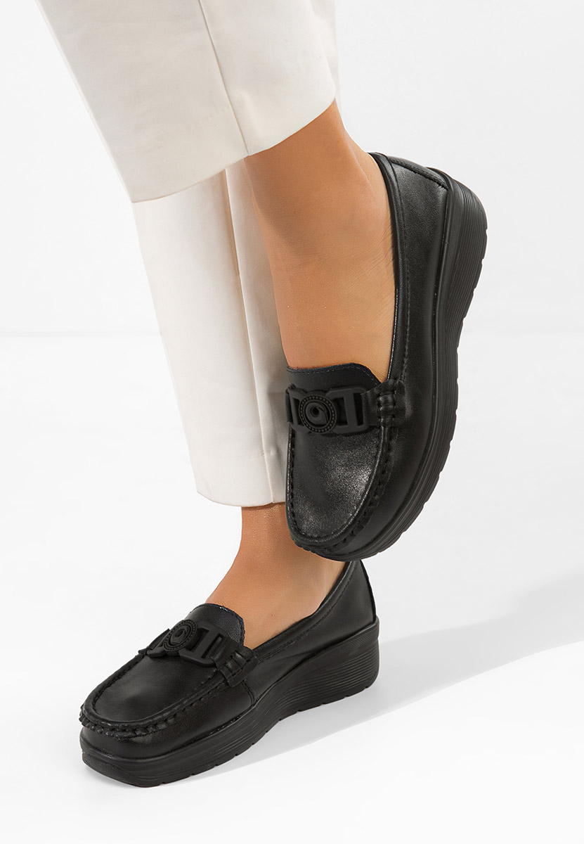 Czarne skórzane mokasyny Gabielia