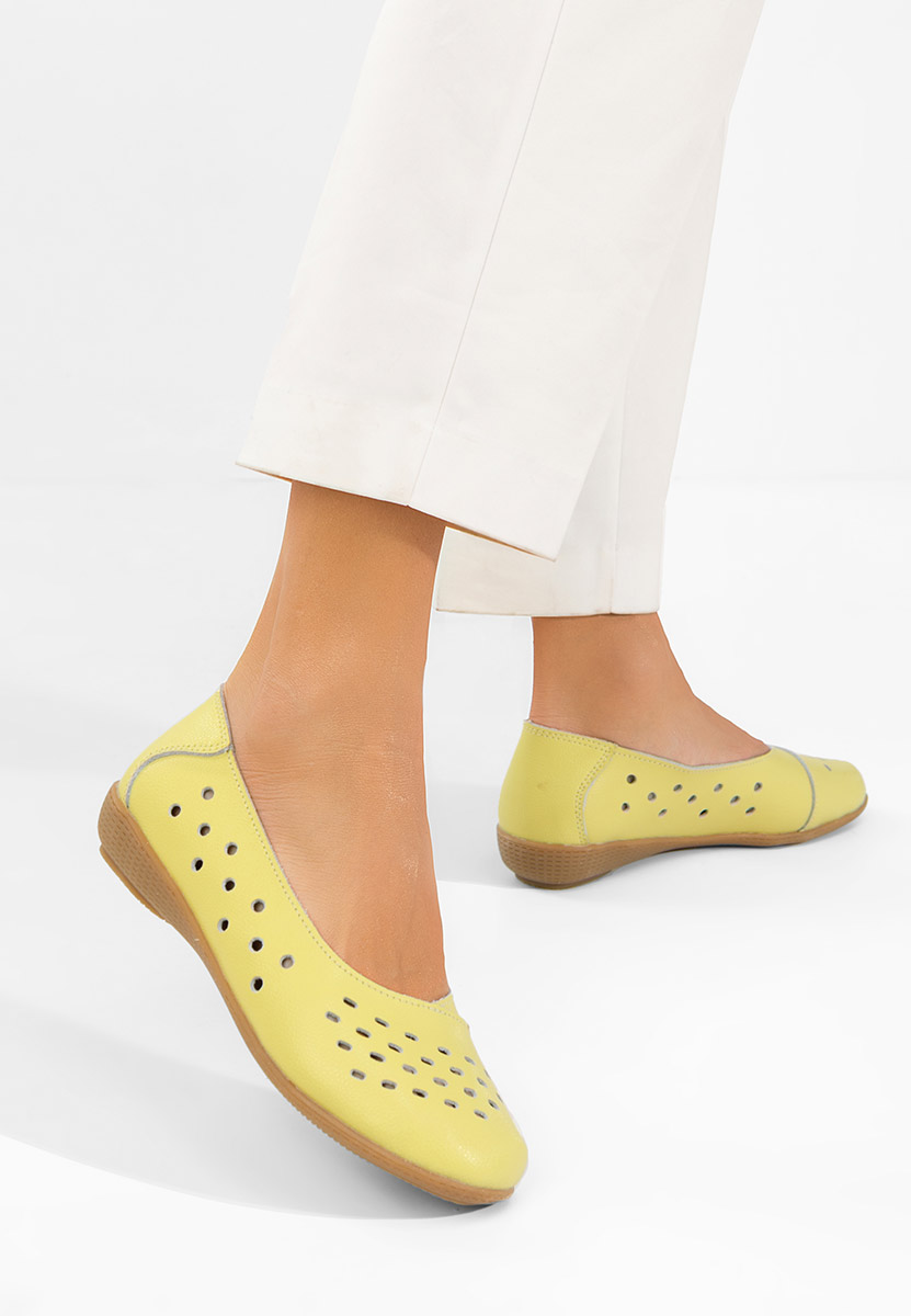 Żółte balerinki skórzane Andeia