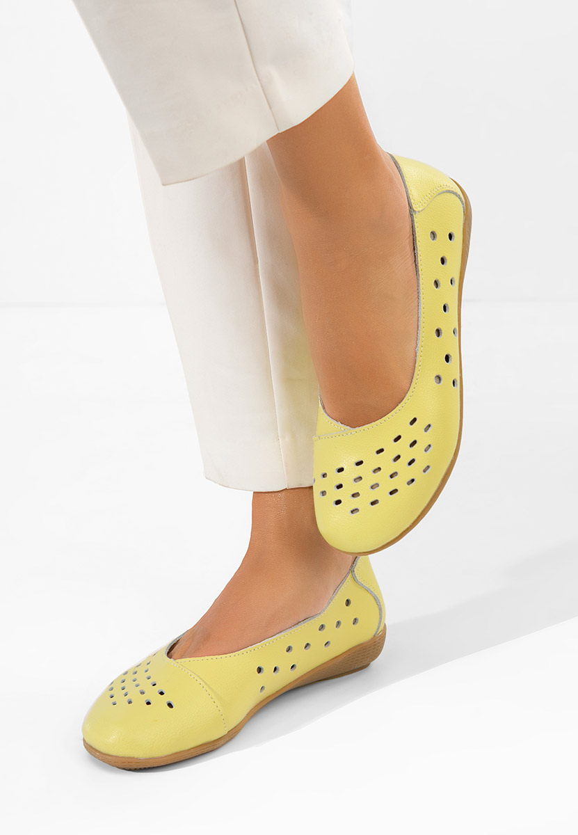 Żółte balerinki skórzane Andeia