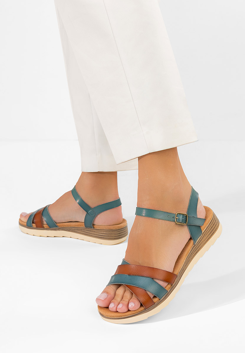 Niebieskie sandały damskie skórzane Veriona